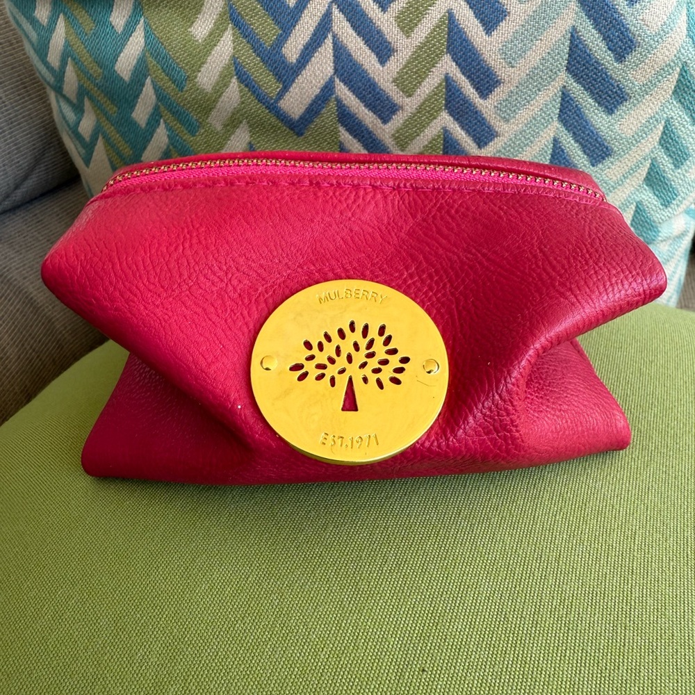 Mulberry Pink Leather Makeup Bag